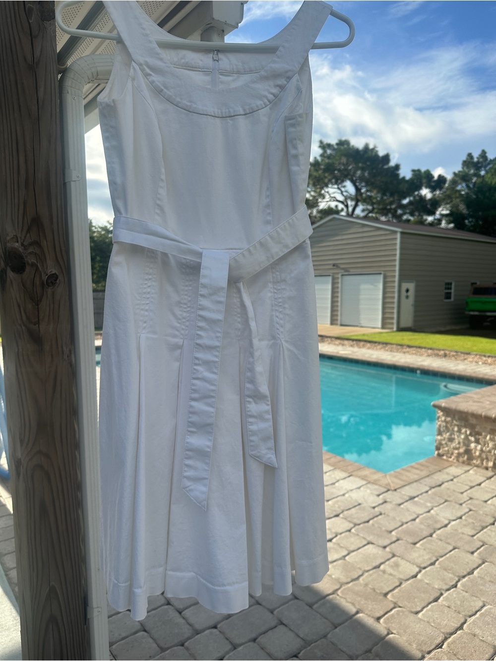 Calvin Klein White Sleeveless Belted Dress